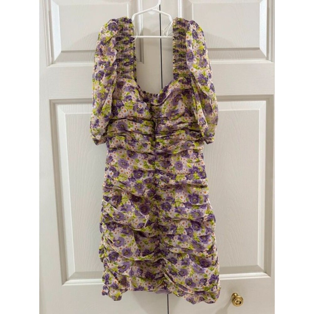 Zara TRF Draped Floral Mini Dress Purple Size S